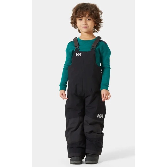 Helly Hansen K Rider Insulated Bib Black Waterproof Snow Pants Kids Size 104/ 4 - Picture 1 of 9
